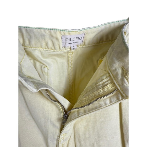 Pilcro Pants Womens 32 Yellow Utility Cargo Zip Pockets Straight Leg Casual - Picture 2 of 6